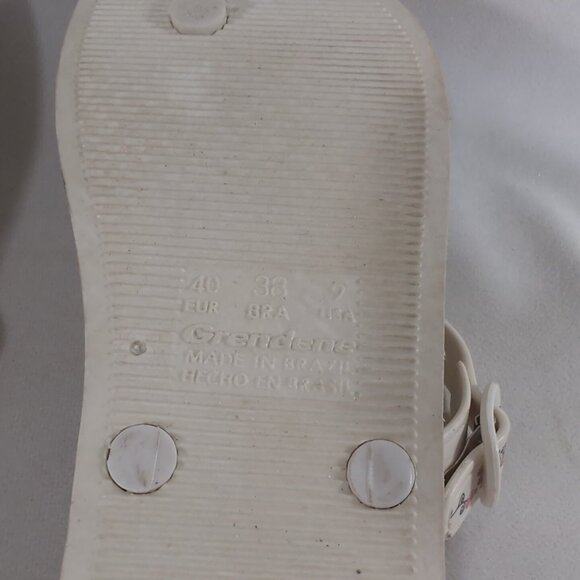 Grendene Ipanema Womens 9 38 White Floral Sandals Flip Flops Thong Pink Anatomic - Picture 11 of 12